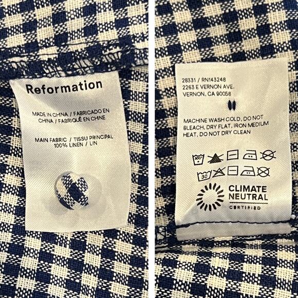 Reformation Newbury Check Puff Sleeve Midi Dress Size 12 - Picture 7 of 8